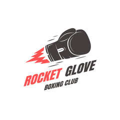 Boxing club emblem template. Rocket glove. Vector illustration