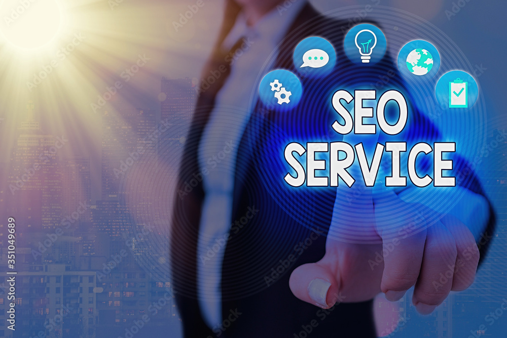 Poster conceptual hand writing showing seo service. concept meaning techniques and procedures to increase t