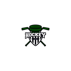 Shield Hockey badge, logo, emblem template. Hockey Badge Logo Design vector template. T-shirt Graphics Sport Team Identity Illustration Label isolated on white Background