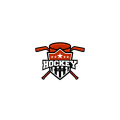 Shield Hockey badge, logo, emblem template. Hockey Badge Logo Design vector template. T-shirt Graphics Sport Team Identity Illustration Label isolated on white Background