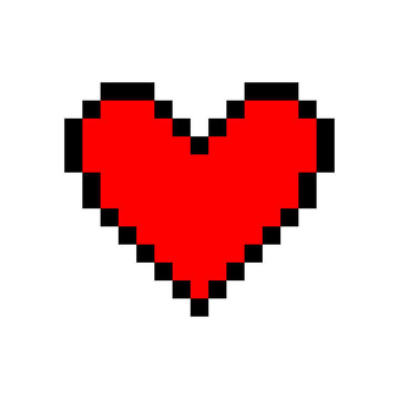 Pixel heart icon. Vector graphic illustration. Isolated object on a white background. Isolate.
