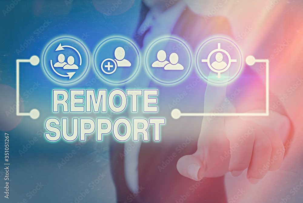 Poster conceptual hand writing showing remote support. concept meaning type of secure service, which permit
