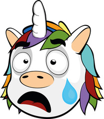 Vector illustration of the face of a funny unicorn