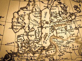 アンティークの世界地図　北ヨーロッパ