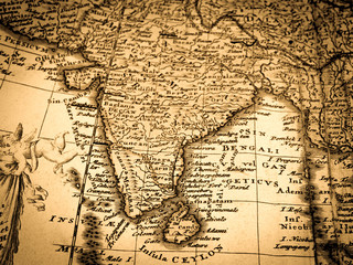 アンティークの世界地図　インド