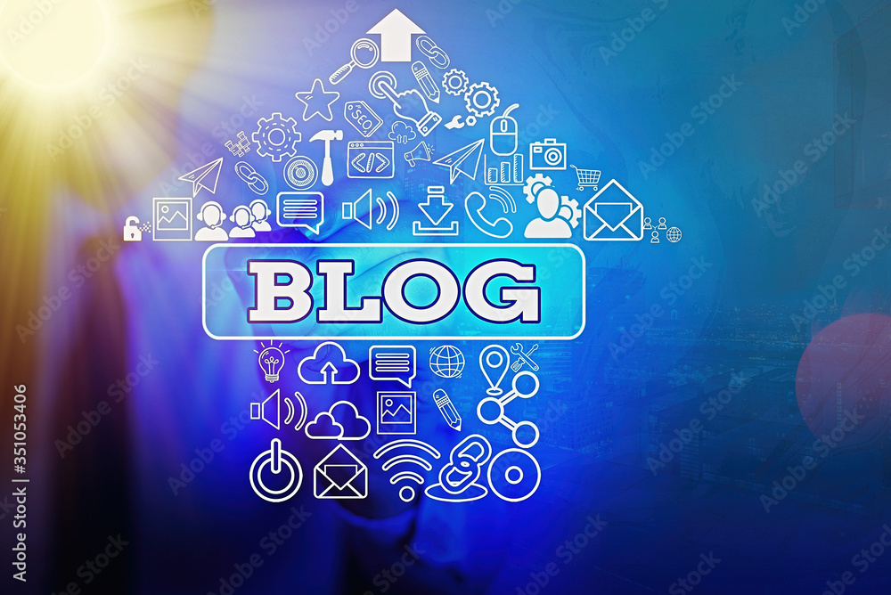 Poster Writing note showing Blog. Business concept for regularly updated website web page run by individual