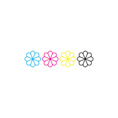 Flower Ornament with CMYK color logo design vector