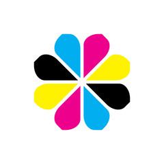 Flower with CMYK color logo design vector