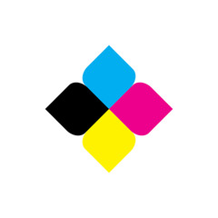 Square with CMYK color logo design vector
