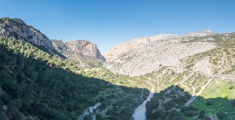 Naklejka na ściany i meble Panorama of landscape in Caminito del rey, Andalusia, Spain.