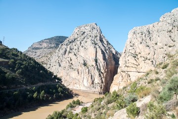 View of rock formations of Caminito del Rey in Andalusia, Spain