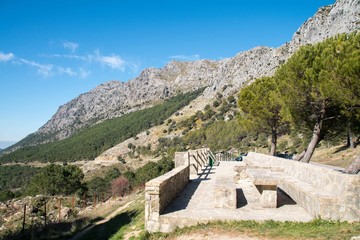 Viewpoint with mountains in Sierra de Grazalema Natural Park, Andalusia, Spain