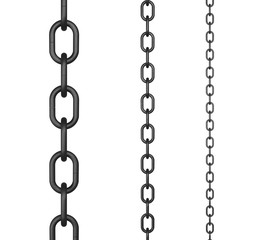 Metallic Chain set. Seamless chain isolated on white background with clipping path. 3d rendering