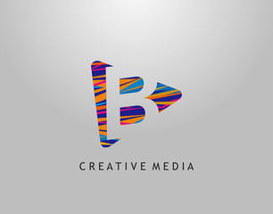 B Letter Logo. Play Media Concept Design Perfect for Cinema, Movie, Music,Video Streaming Icon or symbol.