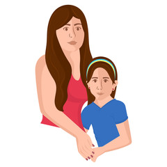 Fototapeta premium Isolated woman hugging a child