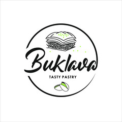 Simple baklava logo pastry food label bakery sticker icon design template idea