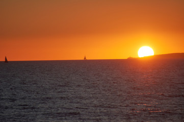 Obraz premium sunset in Arenal beach in Mallorca