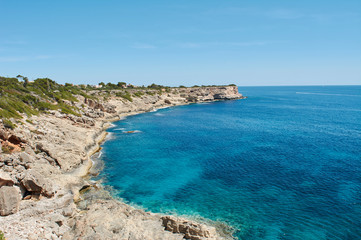 Fototapeta na wymiar Cala Figuera - beautiful coastline and view of old lighthouse in Cala Figuera, Mallorca, Spain