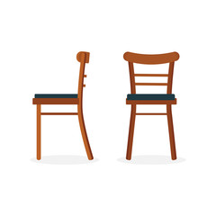 Chair. Vintage wooden chair illustration set.