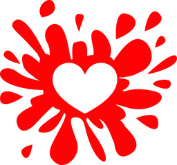 Scattered colored symbols have a heart inside. On a white background