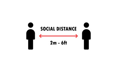 Social Distancing sign. Person standing at safe distance vector icons.