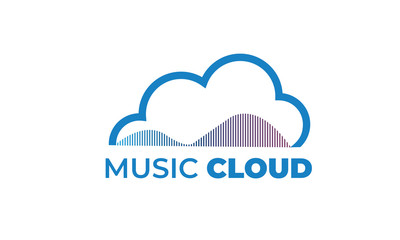 CLOUD MUSIC LOGO can be used for studio music logos, website mp3 logos, website music, sound icon, download music icon, record logos  with illustration sky blue color, with VEctor EPS 10  