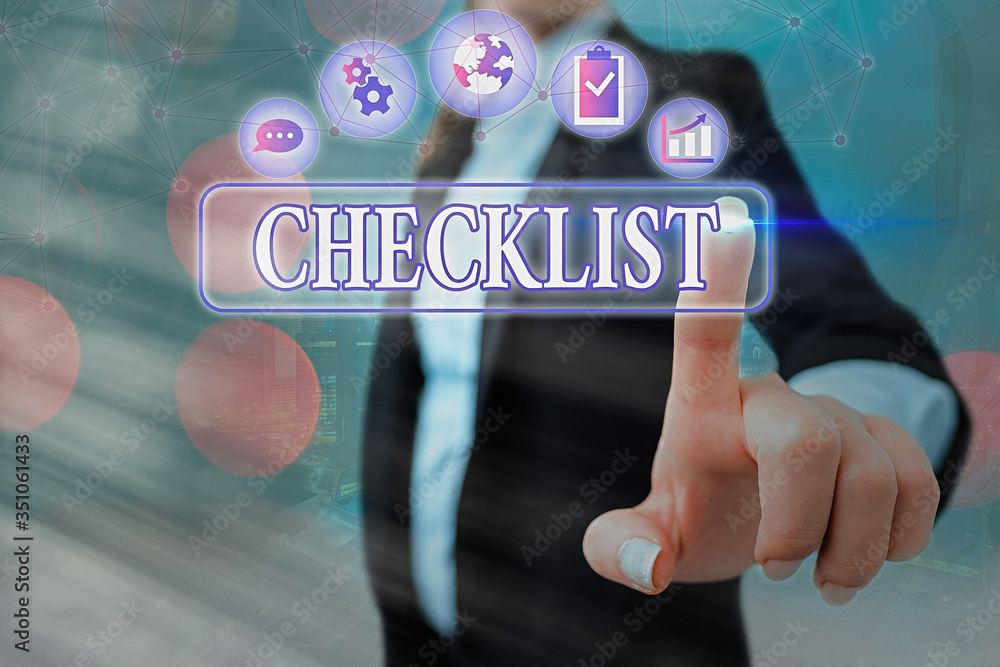 Aufkleber conceptual hand writing showing checklist. concept meaning list items required things be done or poi