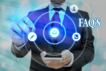 Word writing text Faq S. Business photo showcasing list of questions and answers relating to...