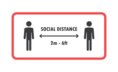 Social Distancing sign. Person standing at safe distance vector icons.