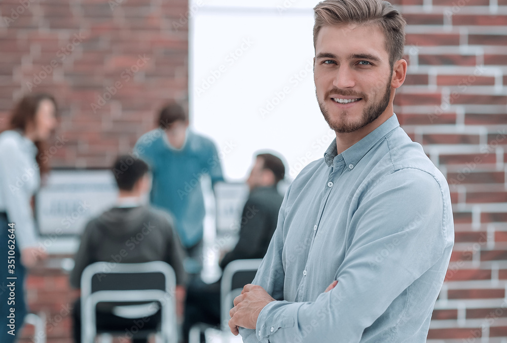 Sticker Handsome smiling confident businessman portrait.