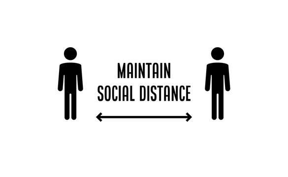 Social Distancing Sign. Person Standing At Safe Distance Vector Icons.