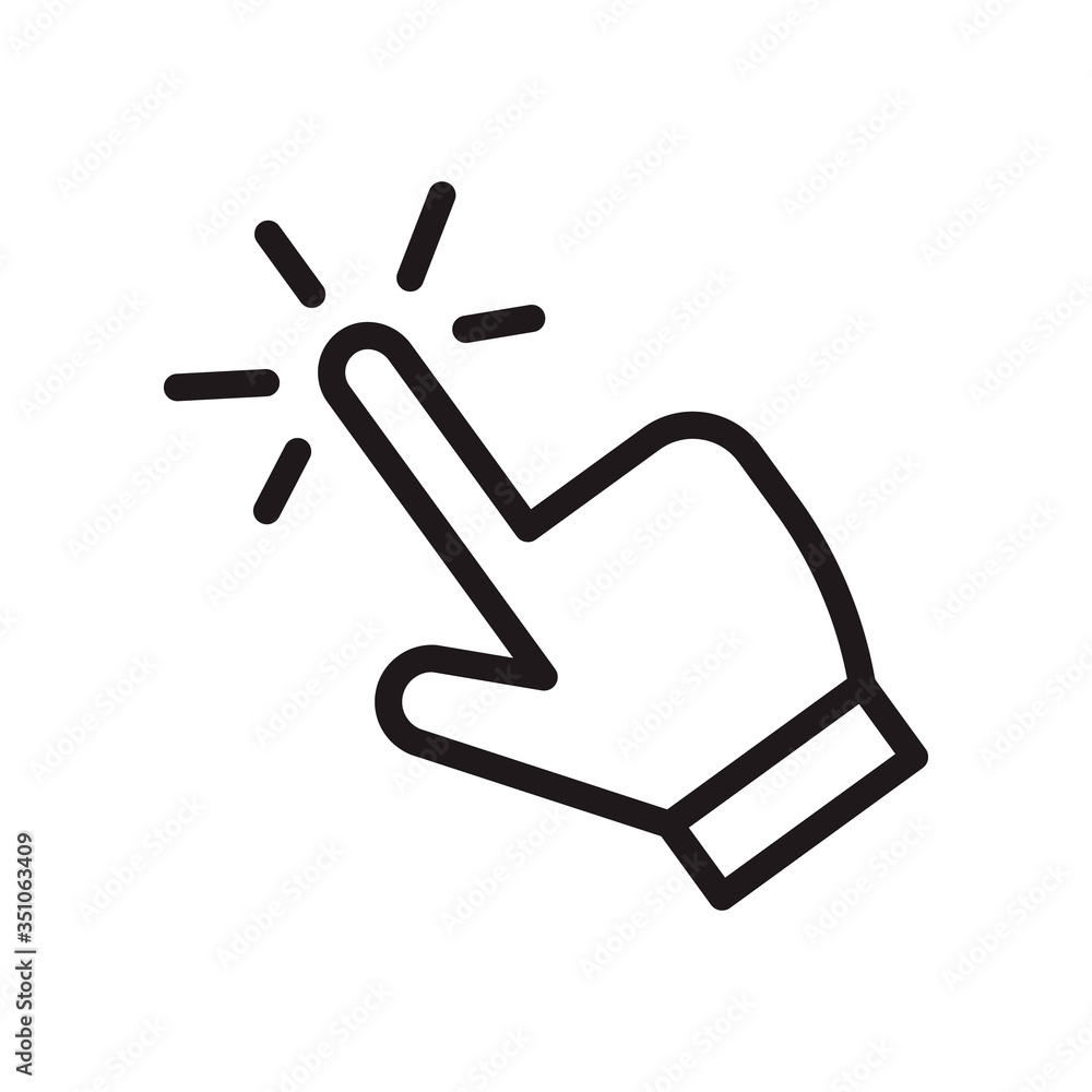 Aufkleber hand click icon in trendy outline style design. vector graphic illustration. click symbol for websit