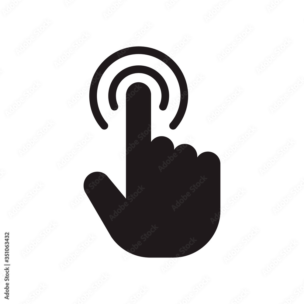 Poster hand click icon in trendy flat style design. vector graphic illustration. click symbol for website d
