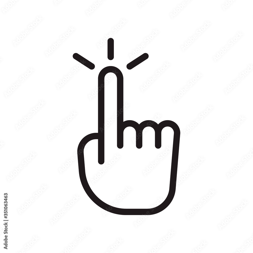 Poster hand click icon in trendy outline style design. vector graphic illustration. click symbol for websit