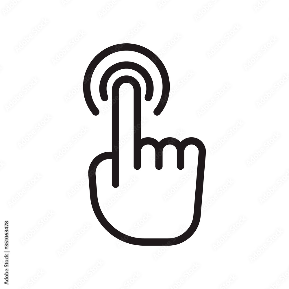 Aufkleber hand click icon in trendy outline style design. vector graphic illustration. click symbol for websit