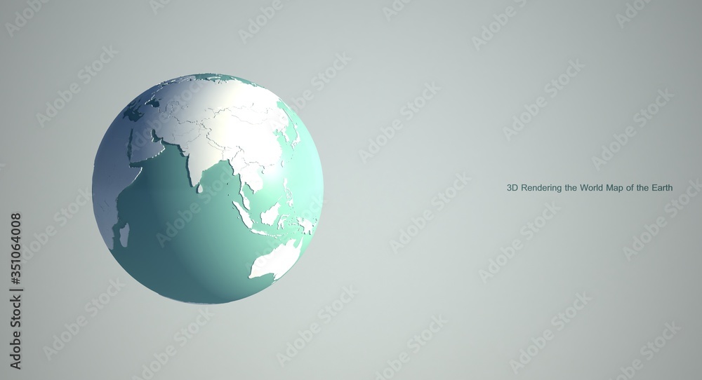 Wall mural 3d rendering of world map earth globe with white background. white world map background.
