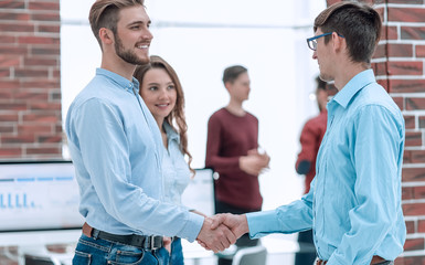 Fototapeta premium Businesspeople shaking hands before meeting In boardroom.