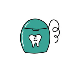 dental floss doodle icon, vector illustration