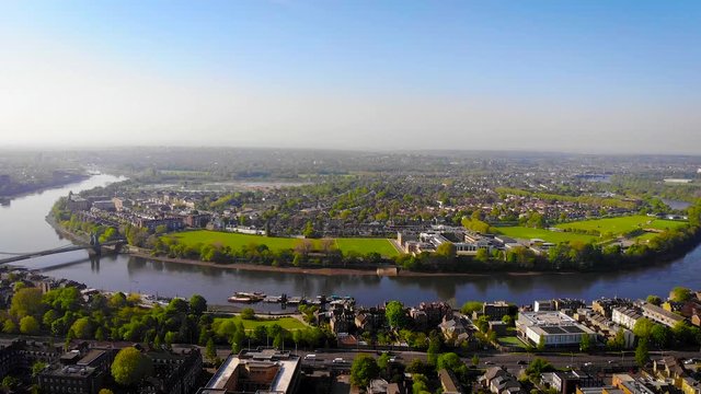 Aerial view of Hammersmith in the morning, London, UK