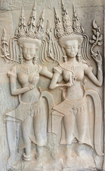 Female dancer in the wall in Angkor Wat, Cambodia