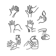 hand washing doodle icon, vector illustration