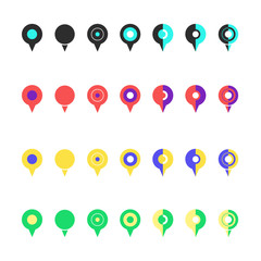 Pins for maps, location symbol, navigation position marker and trip place pointer web vector illustration
