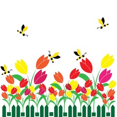 tulip flower garden illustration logo vector