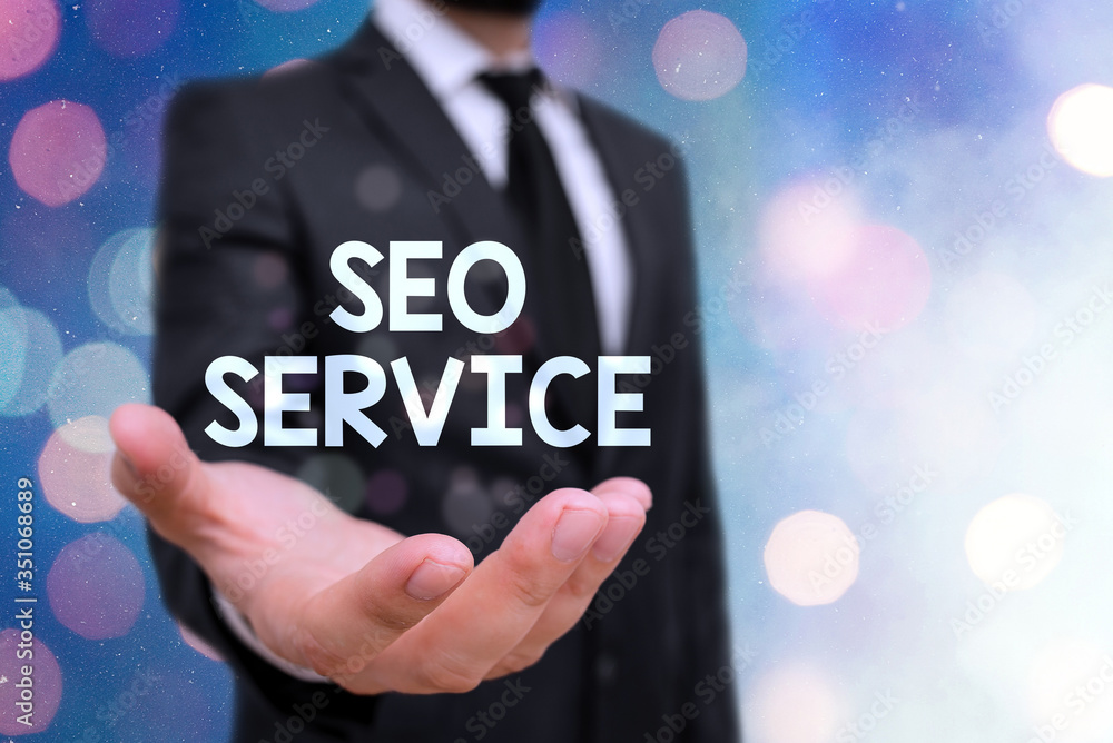 Poster conceptual hand writing showing seo service. concept meaning techniques and procedures to increase t