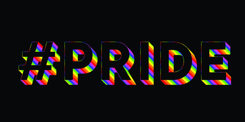 #PRIDE text with rainbow colors on black background