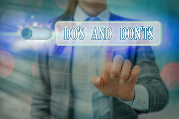 Word writing text Do S And Don tS. Business photo showcasing Rules or customs concerning some...