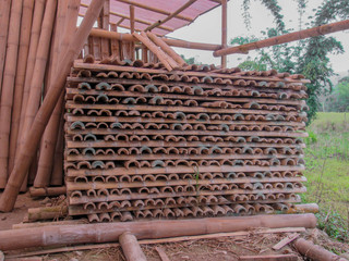 stacked bamboo wood