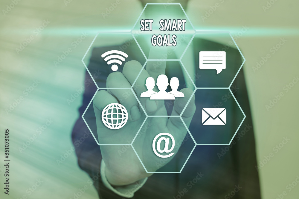 Poster text sign showing set smart goals. business photo showcasing giving criteria to guide in the setting
