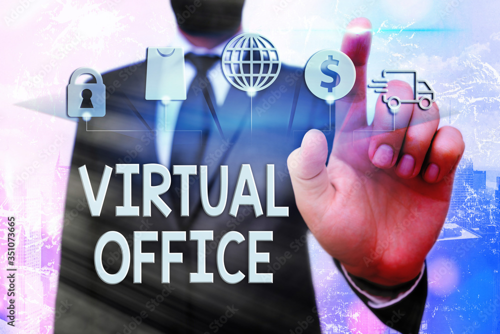 Poster conceptual hand writing showing virtual office. concept meaning operational domain of any business o
