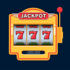 Obraz premium Slot machine game yellow. Win 777 jackpot. Jackpot triple seven. Lucky seven. Casino vegas game